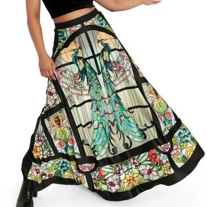 Blackmilk Colorful Peacock Maxi Skirt